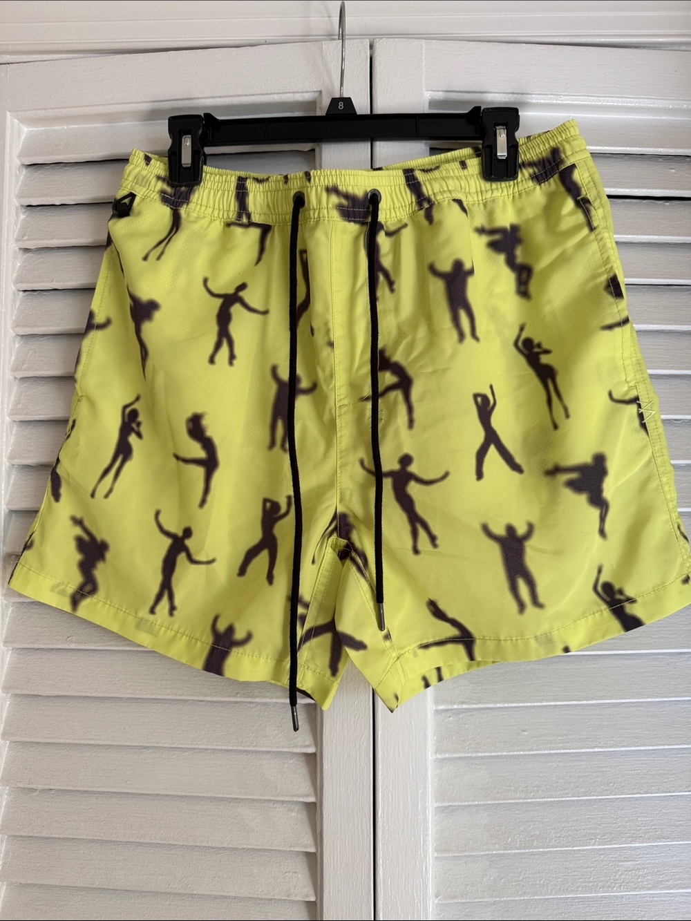 Ksubi Neon Yellow Swim Shorts with Black Silhouette Print